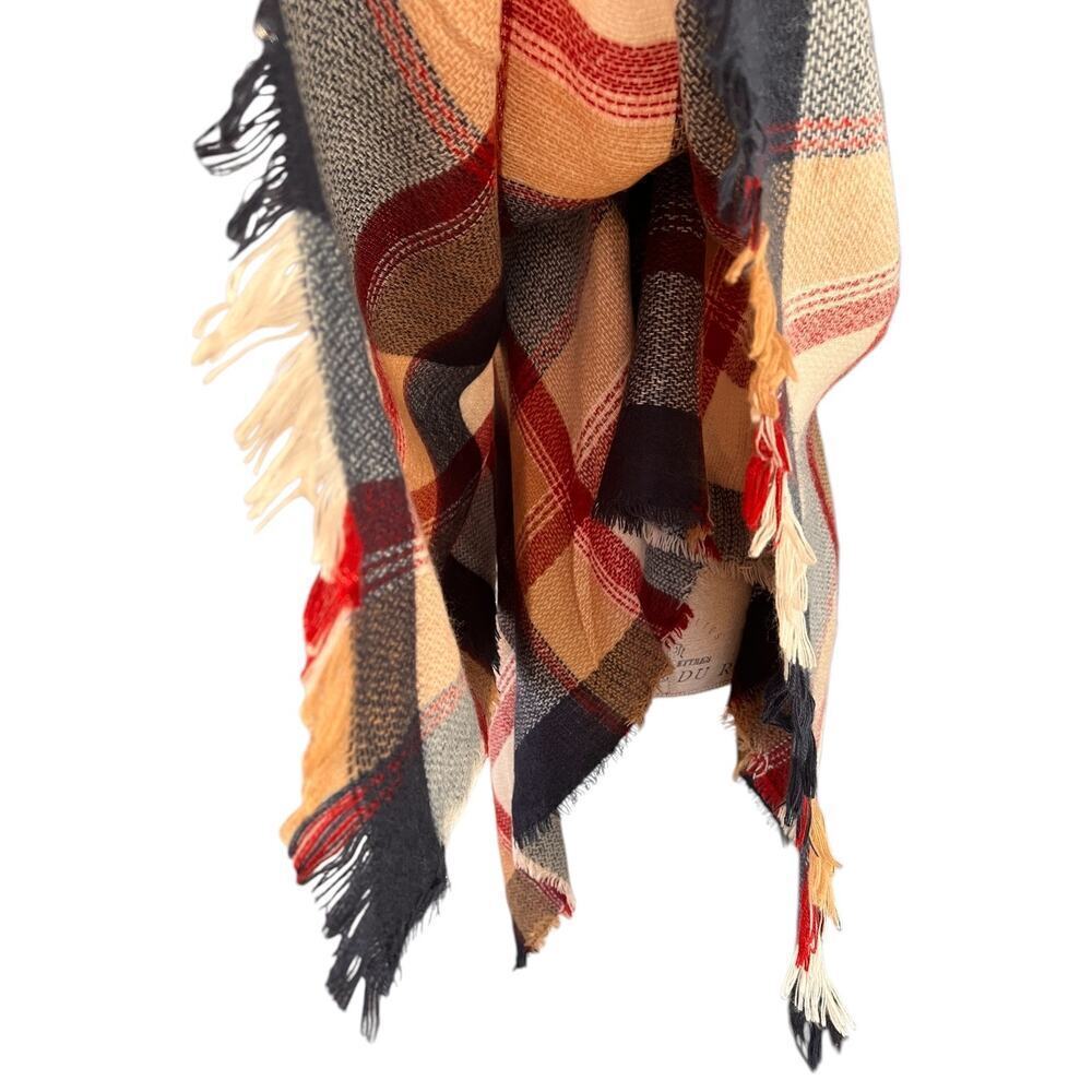Altare plaid, fringed poncho shawl. One size, multicolor, like new condition - Picture 3 of 9